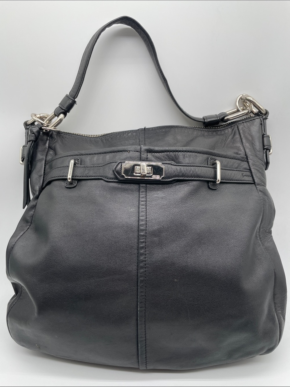Coach #F17816 Chelsea Ashlyn Black Leather Hobo Shoulder Bag Silver hardware